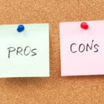 Pros and cons written on paper and pinned on. Showing the benefits of Full Service Storage
