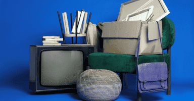 A pile of items to be removed as clutter before a move