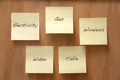 Common home utilities listed on Sticky notes