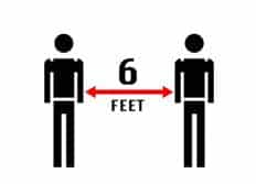 Two body images showing 6 feet distance apart is appropriate for social distancing