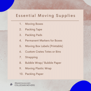 Use these essential moving supplies for movers