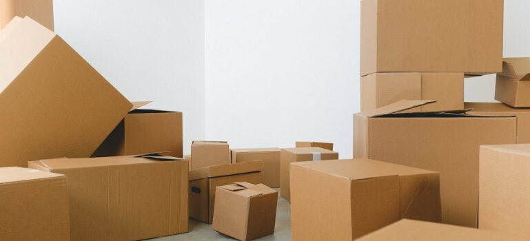 Boxes on the floor waiting for movers Brookfield CT