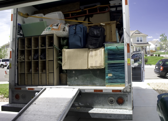 Packed moving truck