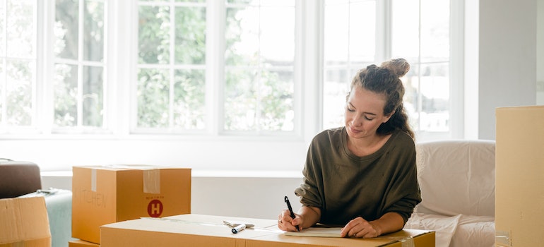 A woman packing