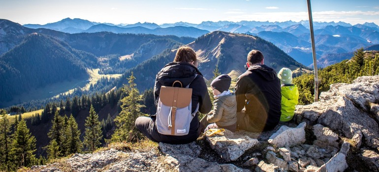 A family enjoying a hike.