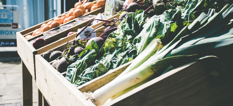 a row of vegetables on one of the local farmers' markets in Greenwich