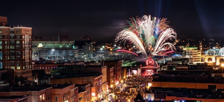 Nashville during a New Year celebration