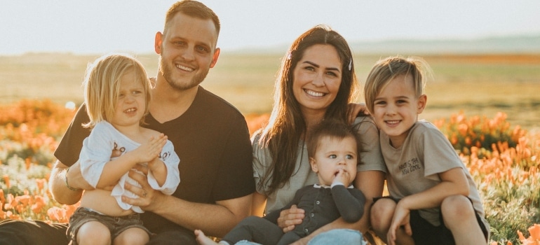 Happy family after they decided between Shelton vs. nearby towns