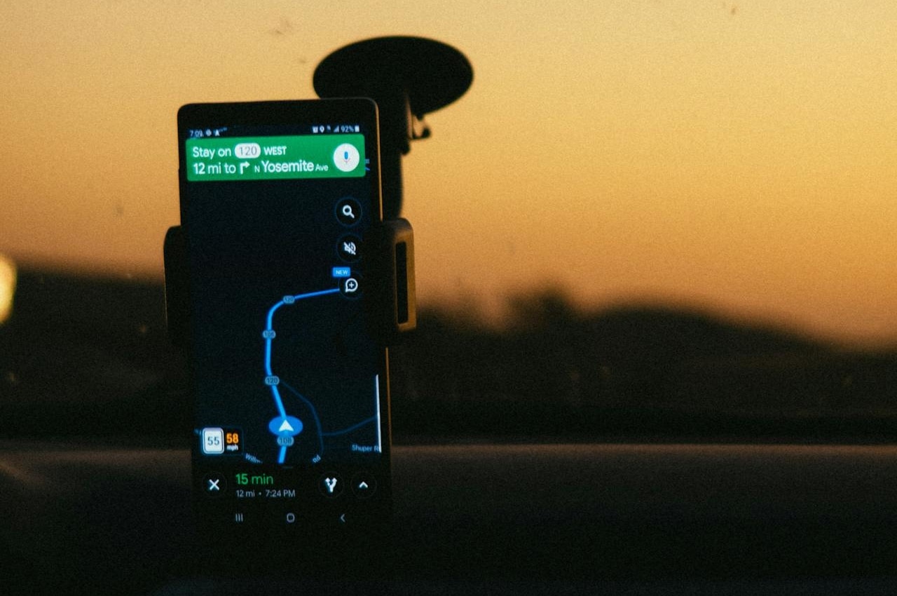 a phone with a gps tracking activated