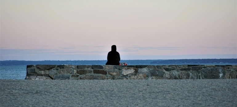 Person sitting in Stamford