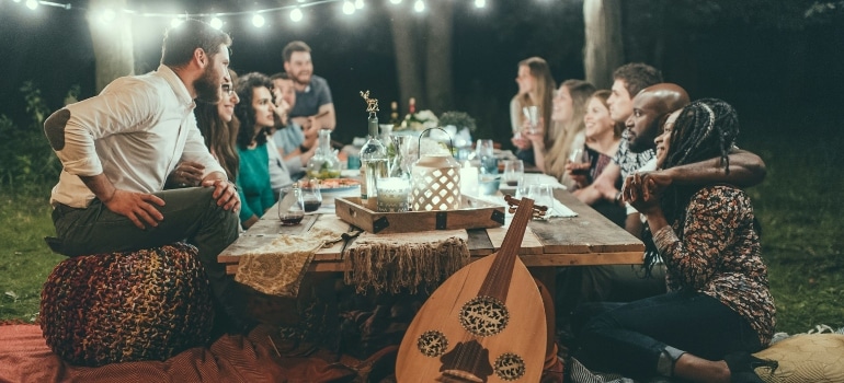 People sitting around a table 