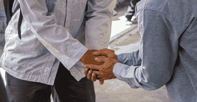 Shaking hand for a moving job well done