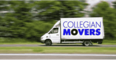 moving truck driving quickly to a last minute move in CT