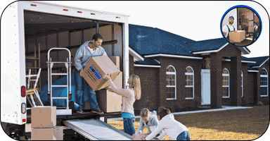Bridgeport moving and storage team loading furniture into a moving truck