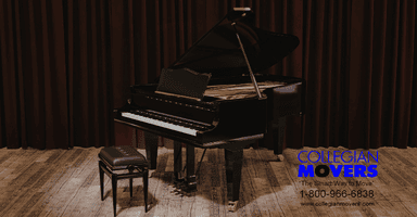 Piano on stage highlighting the risks of moving a piano improperly